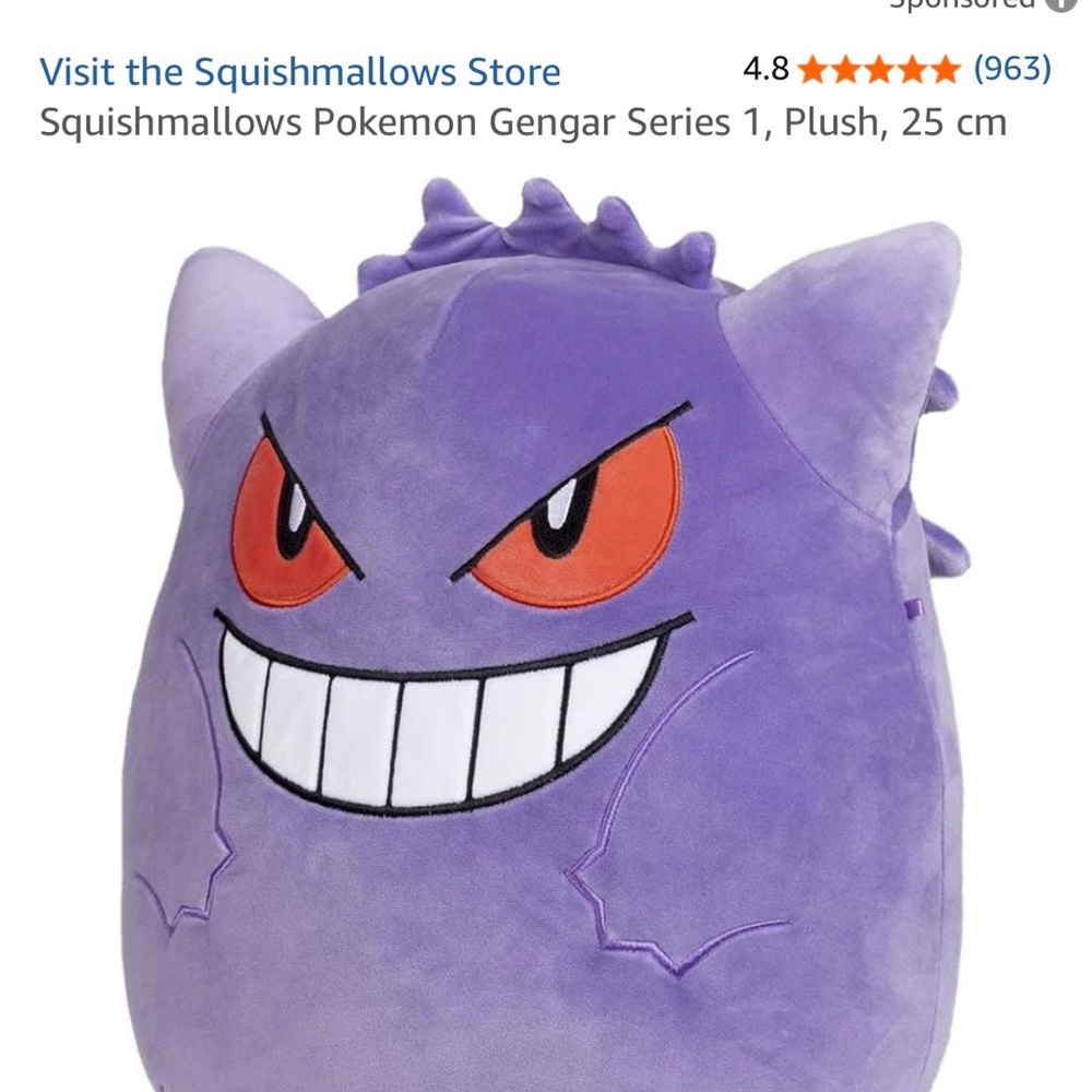 Squishmallows Pokémon Gengar Purple Plush
